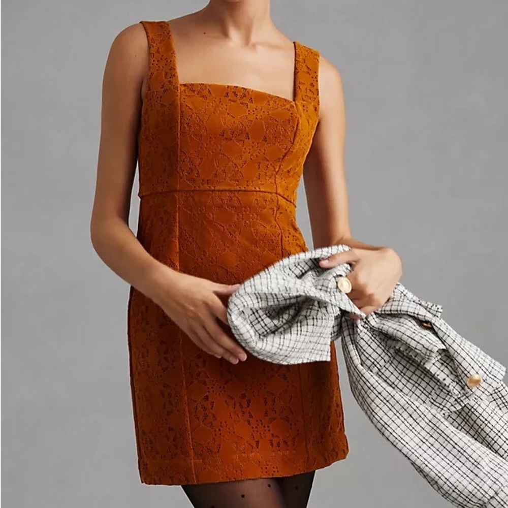✨ Anthropologie Faux Suede Shift Mini Dress Sz 10